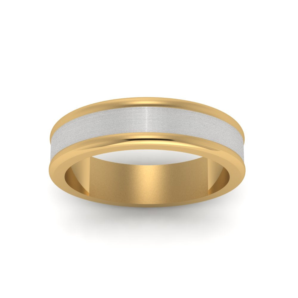 Matte Finish 2 Tone Mens Wedding Ring