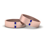 Load image into Gallery viewer, matte-finish-wedding-diamond-rings-for-gay-with-blue-sapphire-in-14K-rose-gold-FDLG8111BGSABL-NL-RG
