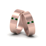 Load image into Gallery viewer, matte-finish-wedding-diamond-rings-for-gay-with-emerald-in-14K-rose-gold-FDLG8111BGEMGR-NL-RG
