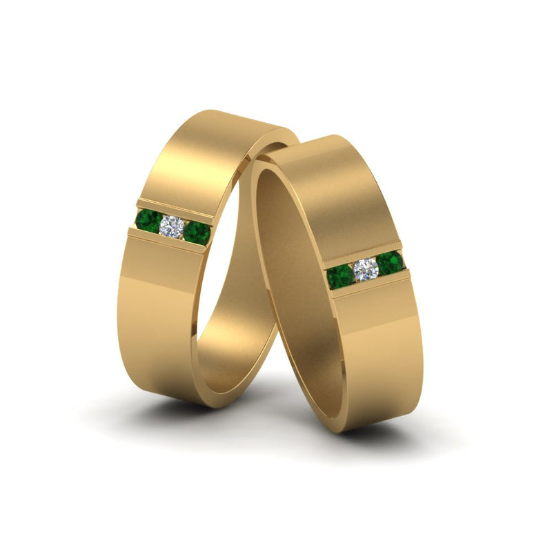 matte-finish-wedding-diamond-rings-for-gay-with-emerald-in-14K-yellow-gold-FDLG8111BGEMGR-NL-YG