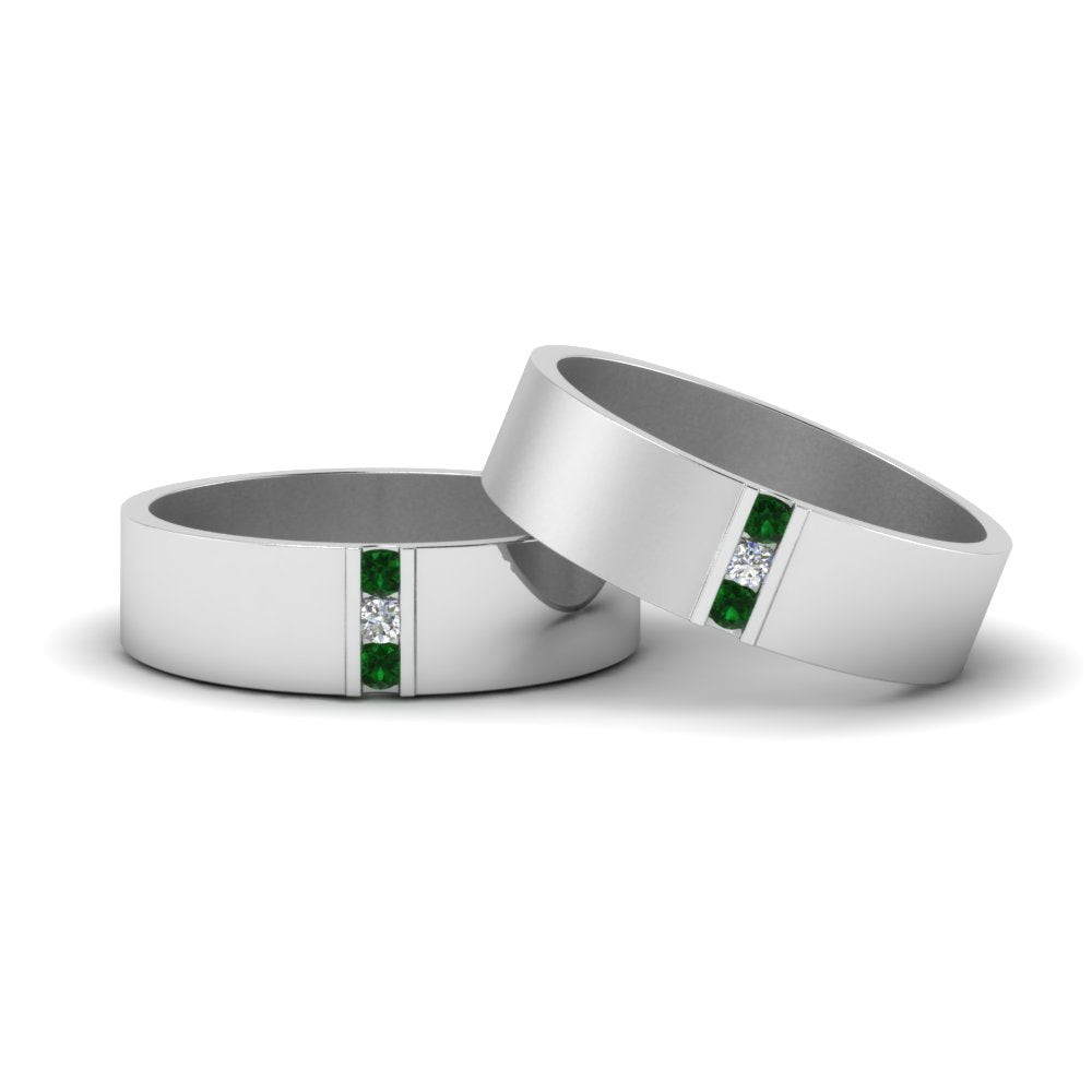 matte-finish-wedding-diamond-rings-for-gay-with-emerald-in-950-Platinum-FDLG8111BGEMGR-NL-WG