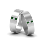 Load image into Gallery viewer, matte-finish-wedding-diamond-rings-for-gay-with-emerald-in-950-Platinum-FDLG8111BGEMGR-NL-WG
