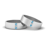 Load image into Gallery viewer, matte-finish-wedding-diamond-rings-for-gay-with-ice-blue-topaz-in-14K-white-gold-FDLG8111BGICBLTO-NL-WG
