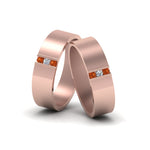 Load image into Gallery viewer, matte-finish-wedding-diamond-rings-for-gay-with-orange-sapphire-in-14K-rose-gold-FDLG8111BGSAOR-NL-RG
