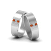 Load image into Gallery viewer, matte-finish-wedding-diamond-rings-for-gay-with-orange-sapphire-in-14K-white-gold-FDLG8111BGSAOR-NL-WG