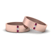 Load image into Gallery viewer, matte-finish-wedding-diamond-rings-for-gay-with-pink-sapphire-in-14K-rose-gold-FDLG8111BGSADRPI-NL-RG