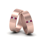 Load image into Gallery viewer, matte-finish-wedding-diamond-rings-for-gay-with-pink-sapphire-in-14K-rose-gold-FDLG8111BGSADRPI-NL-RG
