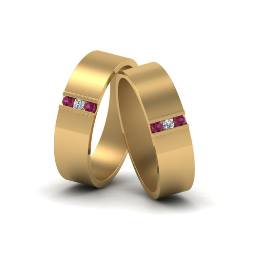 matte-finish-wedding-diamond-rings-for-gay-with-pink-sapphire-in-14K-yellow-gold-FDLG8111BGSADRPI-NL-YG