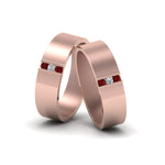 Load image into Gallery viewer, matte-finish-wedding-diamond-rings-for-gay-with-ruby-in-14K-rose-gold-FDLG8111BGRUDR-NL-RG

