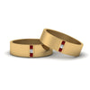 Load image into Gallery viewer, matte-finish-wedding-diamond-rings-for-gay-with-ruby-in-14K-yellow-gold-FDLG8111BGRUDR-NL-YG