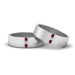 Load image into Gallery viewer, matte-finish-wedding-diamond-rings-for-gay-with-ruby-in-950-Platinum-FDLG8111BGRUDR-NL-WG
