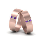 Load image into Gallery viewer, matte-finish-wedding-diamond-rings-for-gay-with-violac-topaz-in-14K-rose-gold-FDLG8111BGVITO-NL-RG
