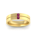 Load image into Gallery viewer, mens-2-stone-pink-sapphire-band-in-yellow-gold-fdm1052gsadrpiangle5-nl-yg
