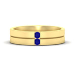 Load image into Gallery viewer, mens-2-stone-sapphire-band-in-yellow-gold-fdm1052gsabl-nl-yg
