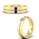Load image into Gallery viewer, mens-2-stone-sapphire-band-in-yellow-gold-fdm1052gsablangle3-nl-yg
