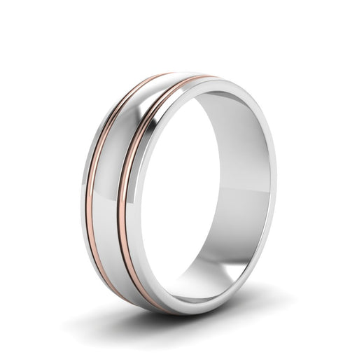 Mens 2 Tone Double Inlay Engagement Ring