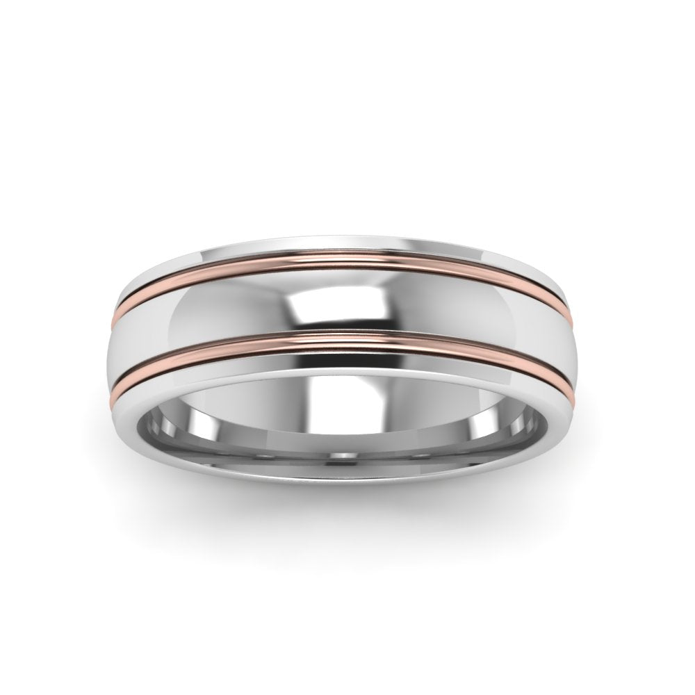 Mens 2 Tone Double Inlay Engagement Ring