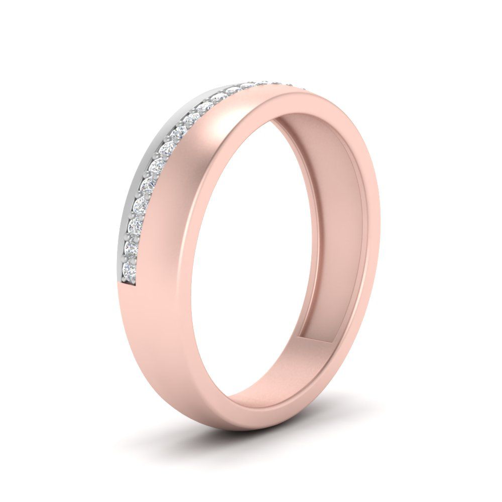 Mens 2 Tone Diagonal Stone Engagement Ring