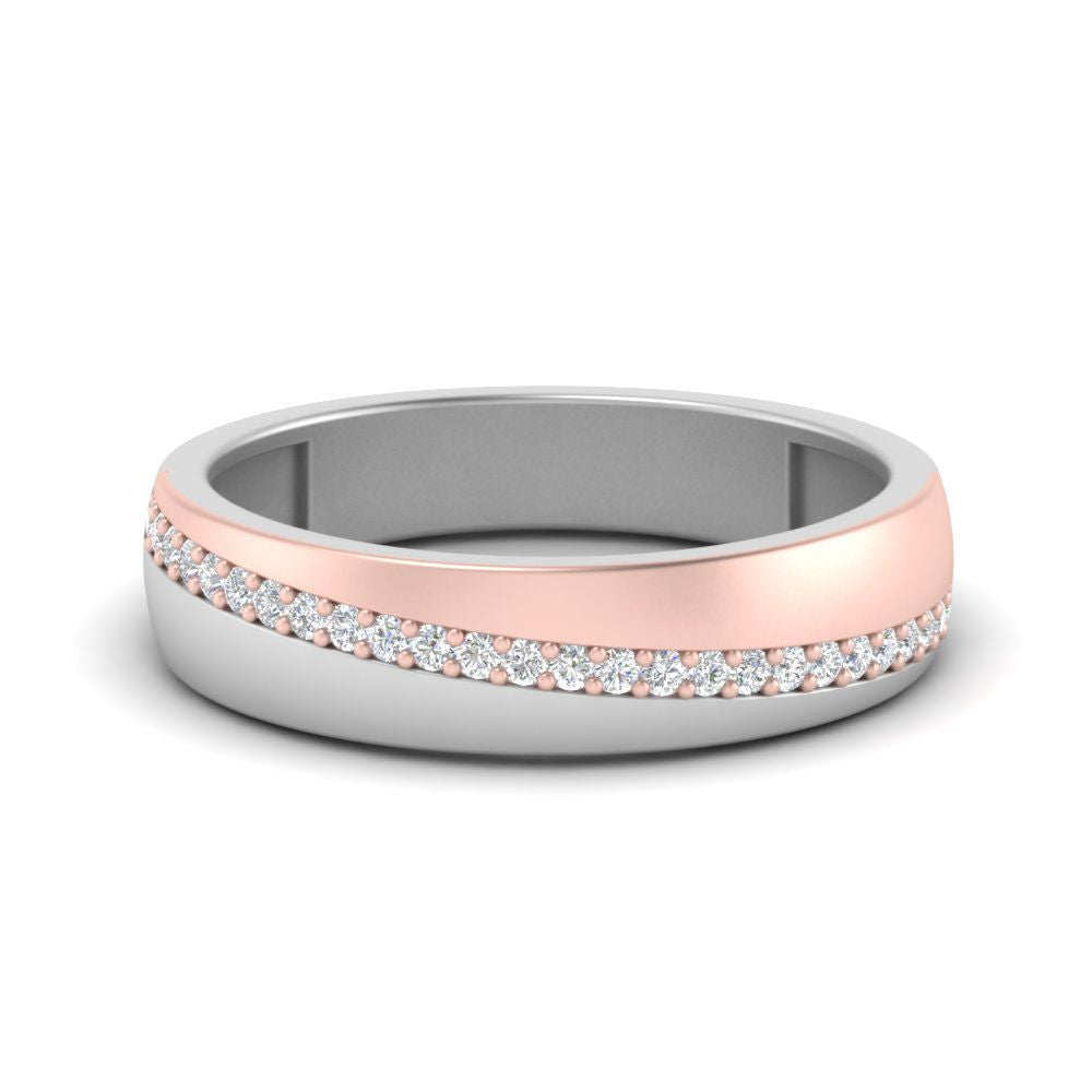 Mens 2 Tone Diagonal Stone Engagement Ring