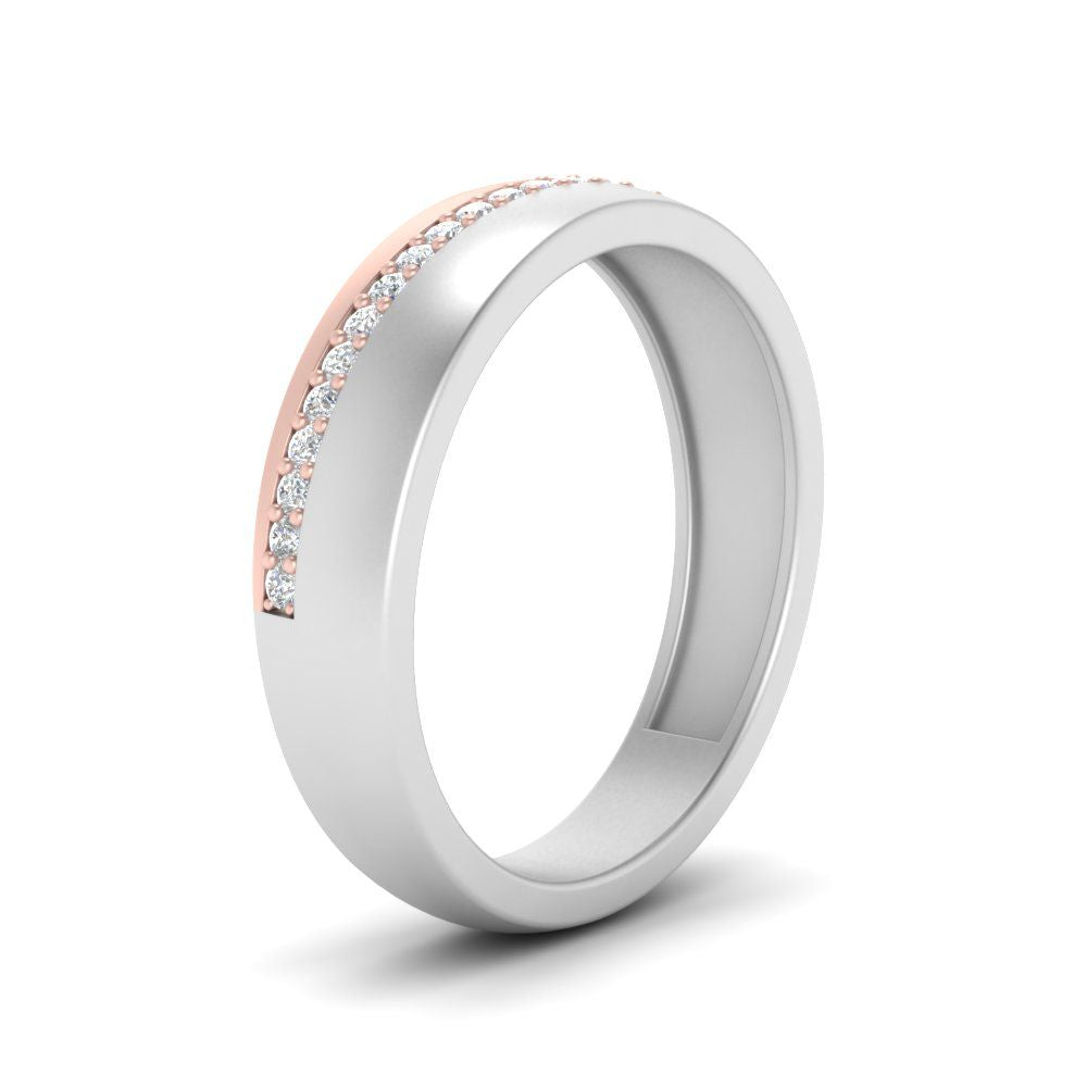 Mens 2 Tone Diagonal Stone Engagement Ring