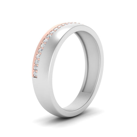 Mens 2 Tone Diagonal Stone Engagement Ring