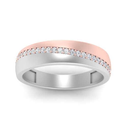 Mens 2 Tone Diagonal Stone Engagement Ring