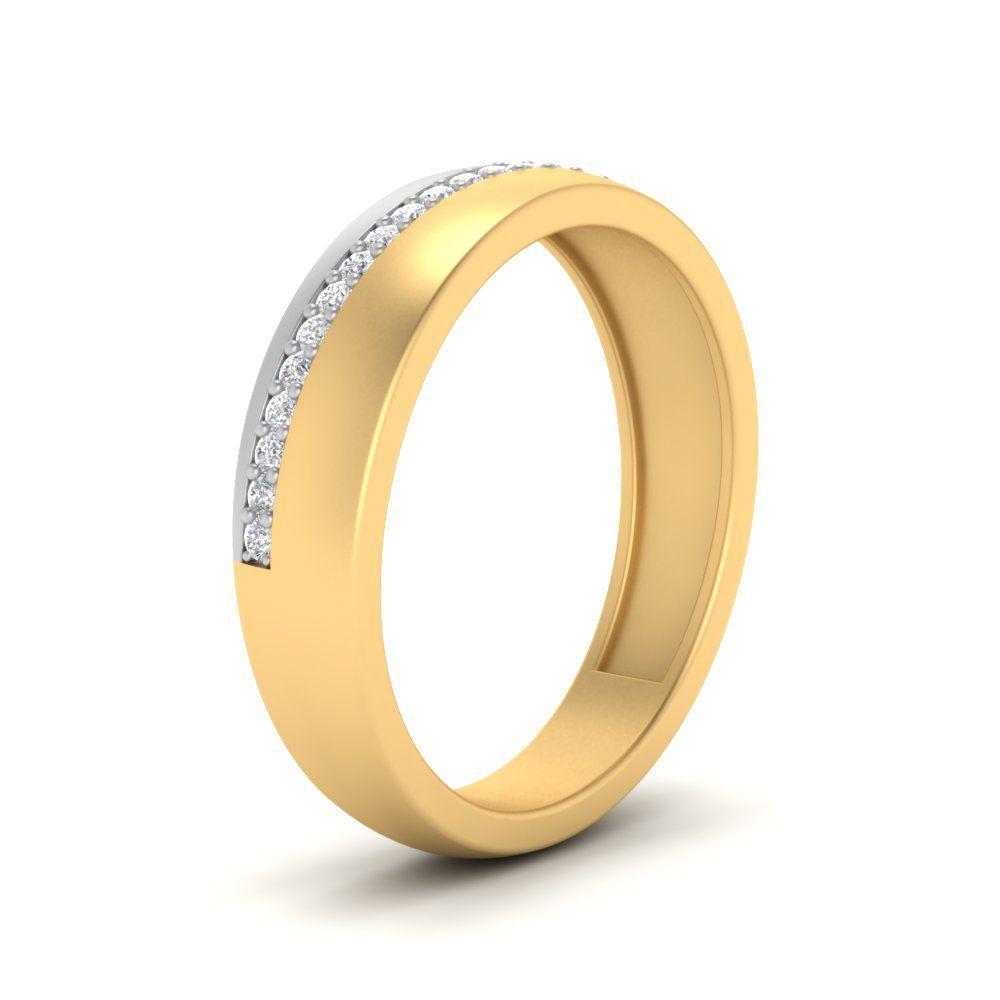 Mens 2 Tone Diagonal Stone Engagement Ring