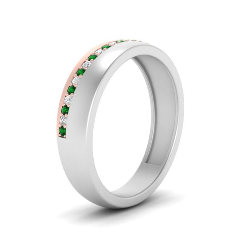 Mens 2 Tone Diagonal Stone Engagement Ring