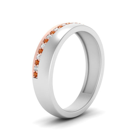 Mens 2 Tone Diagonal Stone Engagement Ring