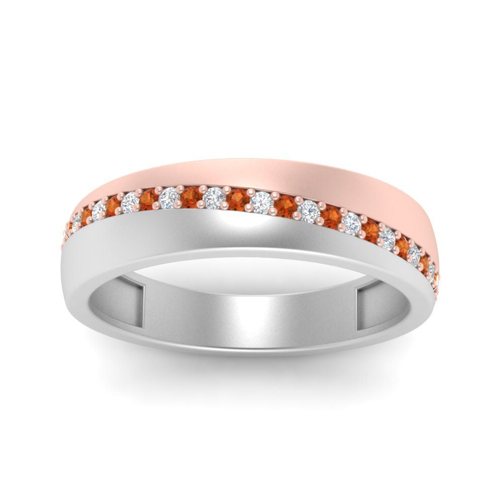 Mens 2 Tone Diagonal Stone Engagement Ring