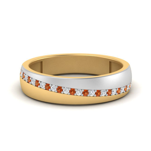 Mens 2 Tone Diagonal Stone Engagement Ring