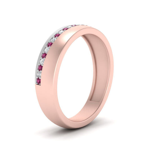 Mens 2 Tone Diagonal Stone Engagement Ring