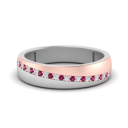 Mens 2 Tone Diagonal Stone Engagement Ring