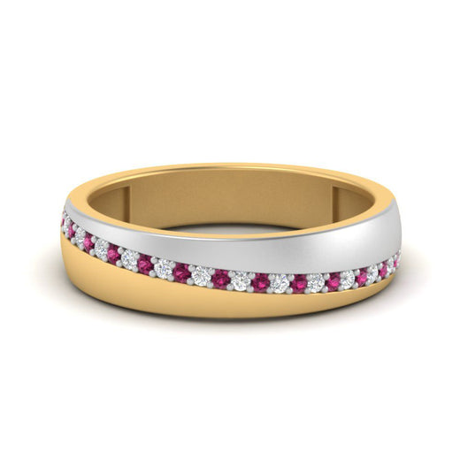 Mens 2 Tone Diagonal Stone Engagement Ring