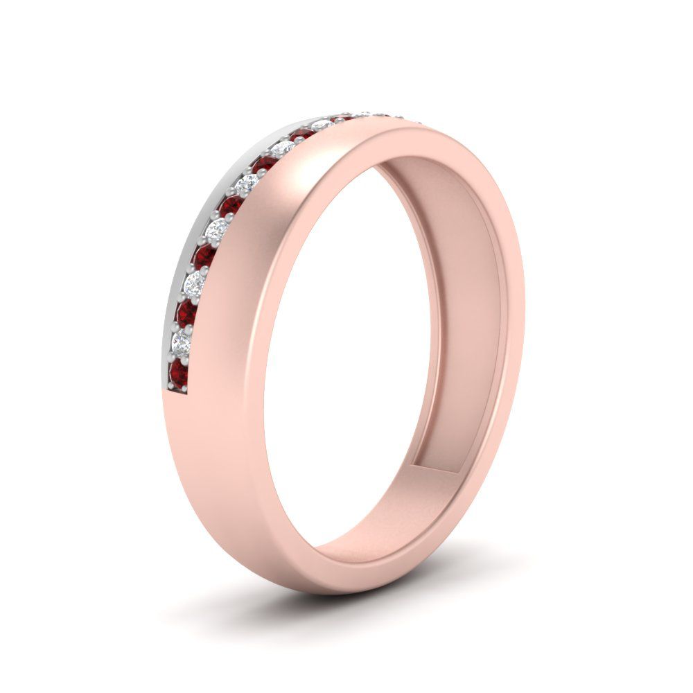 Mens 2 Tone Diagonal Stone Engagement Ring