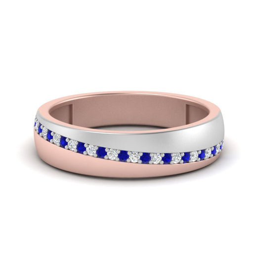 Mens 2 Tone Diagonal Stone Engagement Ring