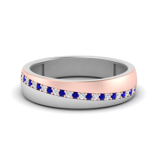 Mens 2 Tone Diagonal Stone Engagement Ring