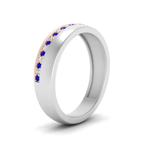 Mens 2 Tone Diagonal Stone Engagement Ring
