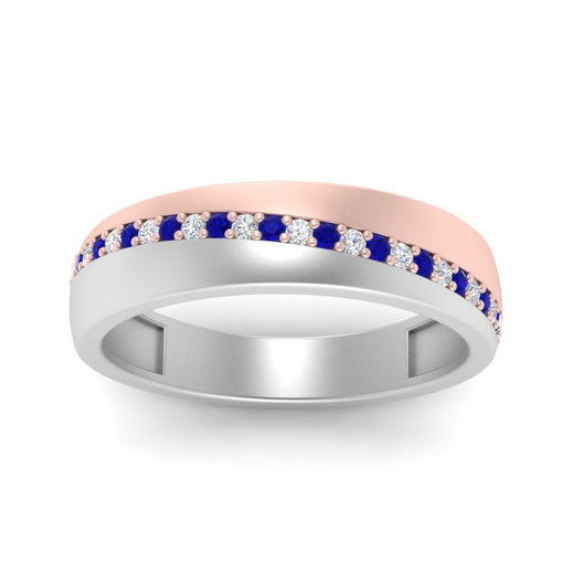 Mens 2 Tone Diagonal Stone Engagement Ring