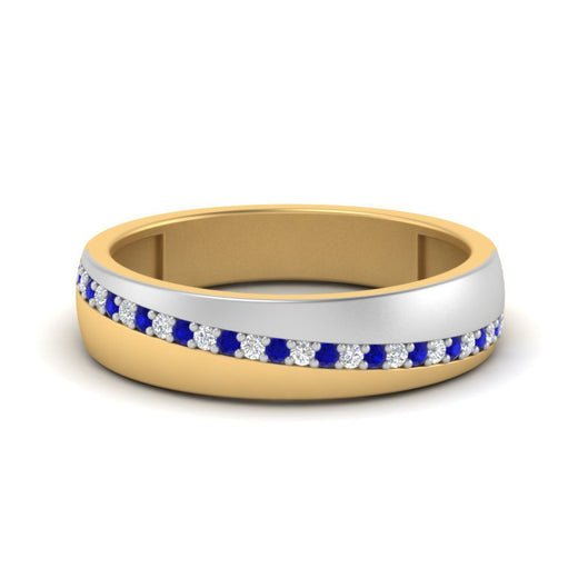 Mens 2 Tone Diagonal Stone Engagement Ring