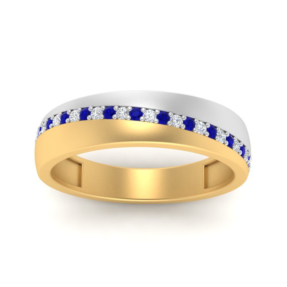 Mens 2 Tone Diagonal Stone Engagement Ring