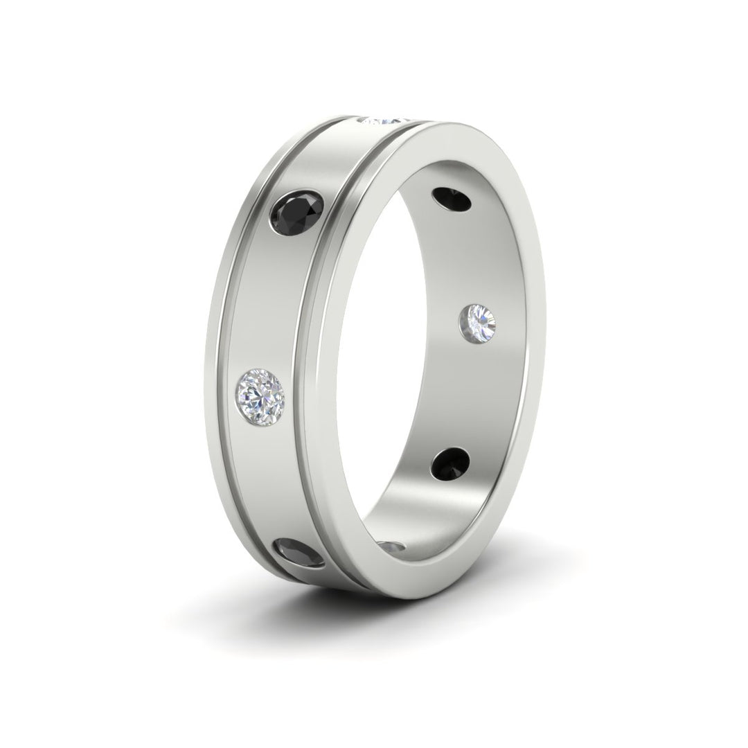 mens-bezel-set-diamond-eternity-engagement-ring-with-black-diamond-in-white-gold-fdm10342rogblackangle2-nl-wg