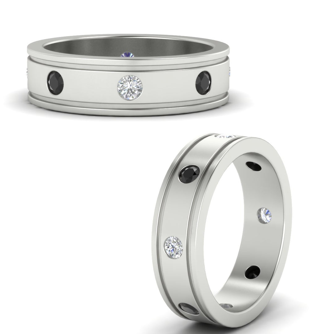 mens-bezel-set-diamond-eternity-engagement-ring-with-black-diamond-in-white-gold-fdm10342rogblackangle3-nl-wg