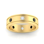 Load image into Gallery viewer, mens-bezel-set-diamond-eternity-engagement-ring-with-black-diamond-in-yellow-gold-fdm10342rogblackangle5-nl-yg