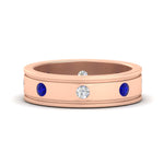 Load image into Gallery viewer, mens-bezel-set-diamond-eternity-engagement-ring-with-blue-sapphire-in-rose-gold-fdm10342rogsabl-nl-rg