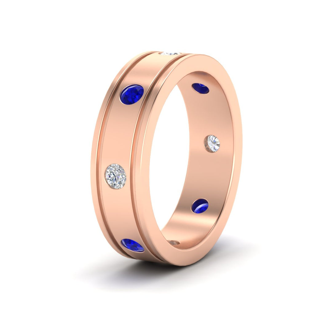 mens-bezel-set-diamond-eternity-engagement-ring-with-blue-sapphire-in-rose-gold-fdm10342rogsablangle2-nl-rg
