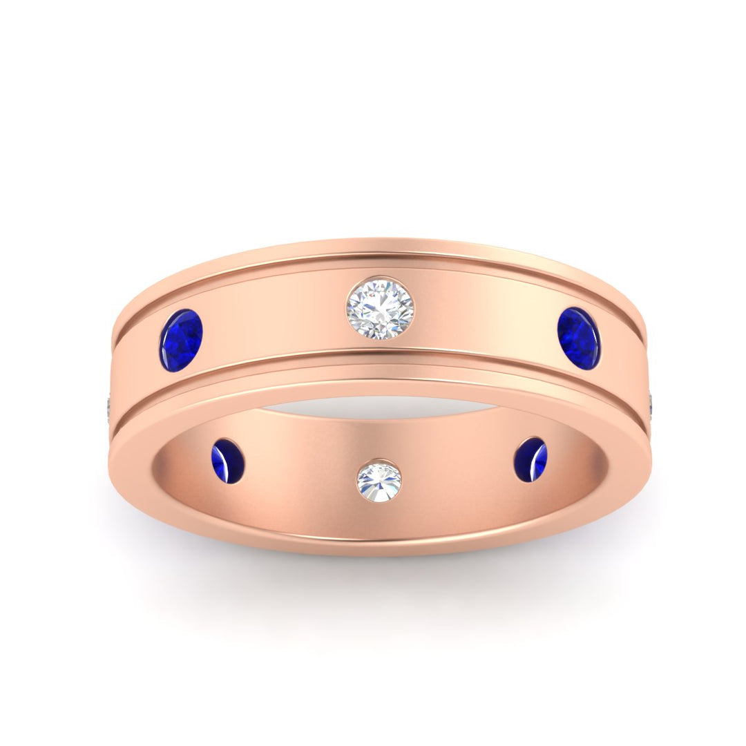 mens-bezel-set-diamond-eternity-engagement-ring-with-blue-sapphire-in-rose-gold-fdm10342rogsablangle5-nl-rg