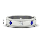 Load image into Gallery viewer, mens-bezel-set-diamond-eternity-engagement-ring-with-blue-sapphire-in-white-gold-fdm10342rogsabl-nl-wg-hw