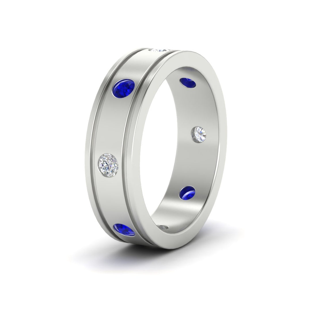mens-bezel-set-diamond-eternity-engagement-ring-with-blue-sapphire-in-white-gold-fdm10342rogsablangle2-nl-wg