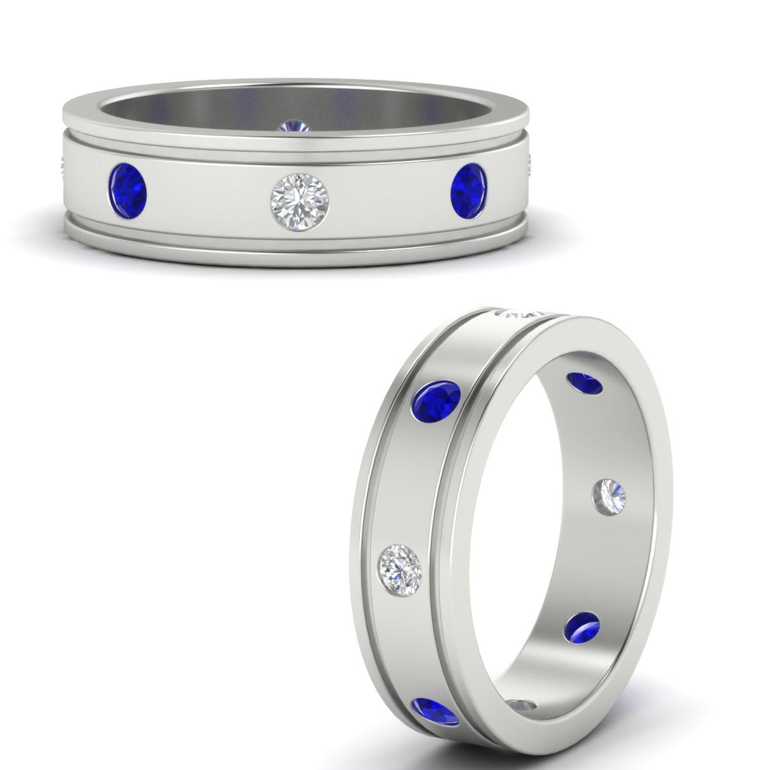 mens-bezel-set-diamond-eternity-engagement-ring-with-blue-sapphire-in-white-gold-fdm10342rogsablangle3-nl-wg